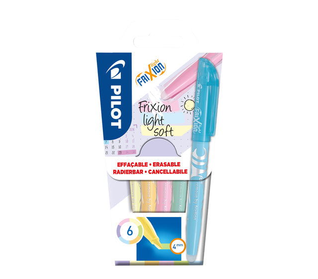 Markeerstift PILOT friXion soft pastel 6st assorti