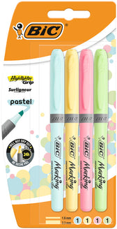 Markeerstift Bic grip pastel assorti