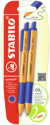 Balpen STABILO pointball 6030/41 M 2st blauw