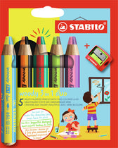 Kleurpotlood STABILO 882 woody 3 in 1 5st assorti