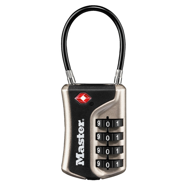 Hangslot Masterlock 4-cijfer TSA flex zwart 35mm