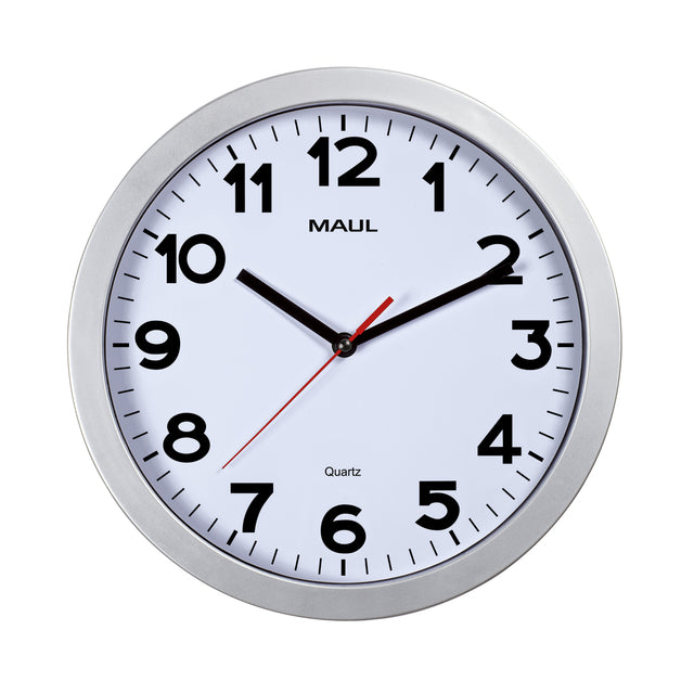 Wandklok MAUL Step Quartz Ø30x5cm kunstst zil/wit