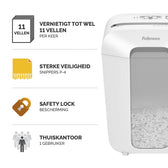 Papiervernietiger Fellowes LX70 4x40mm wit - afbeelding 5