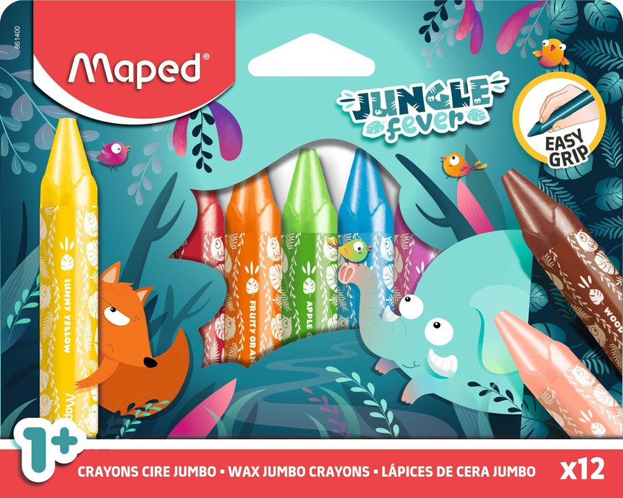 Waskrijt Maped Jungle Fever Jumbo set a 12 kleuren