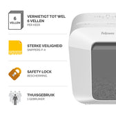 Papiervernietiger Fellowes LX25 4x37mm wit - afbeelding 5