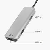 Adapter ACT USB-C 4K multiport 2 HDMI monitoren - afbeelding 4