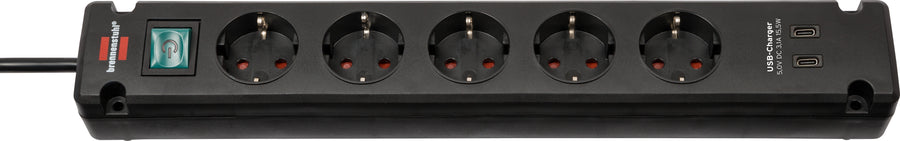 Stekkerdoos Brennenstuhl Brem 5vdig 2 USB C 3m zw
