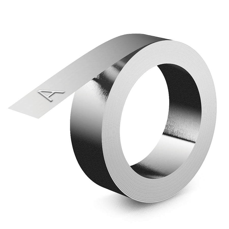 Relieftape Dymo zelfklevend aluminium 12mm zilver