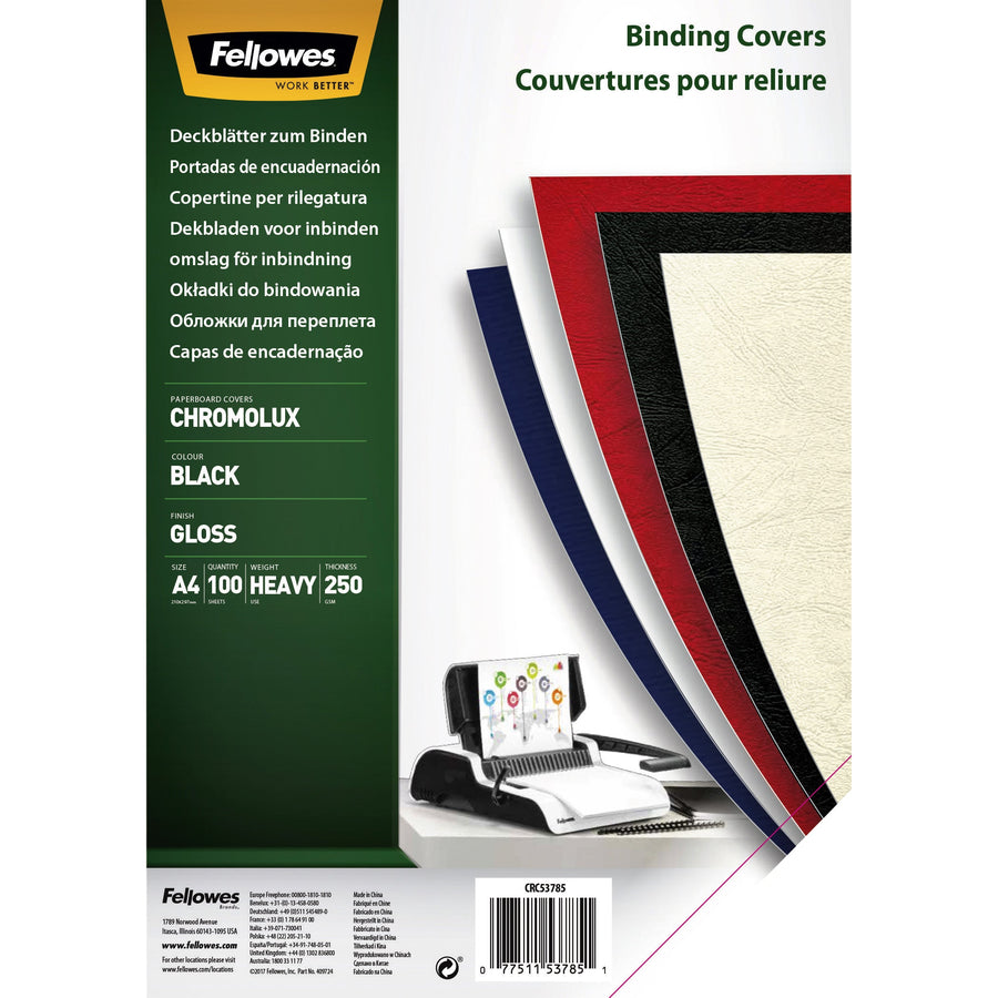 Voorblad Fellowes A4 Chromolux 250gr zwart