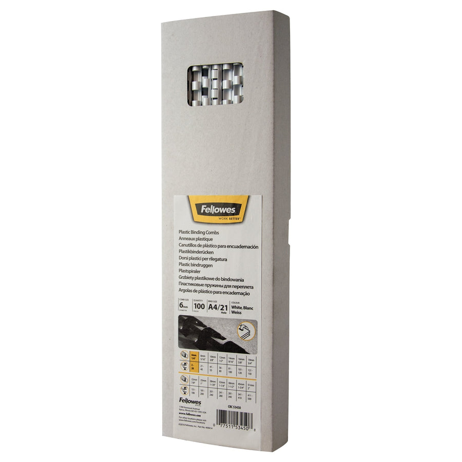 Bindrug Fellowes 6mm 21rings A4 wit