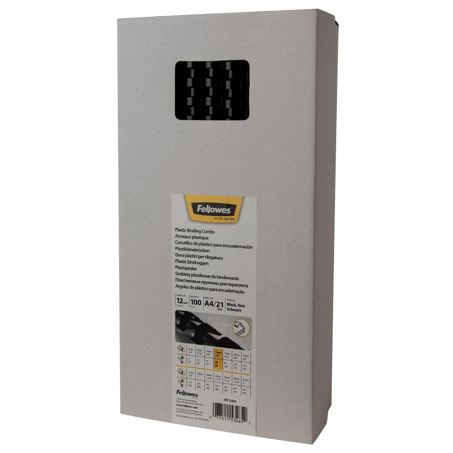 Bindrug Fellowes 12mm 21rings A4 zwart