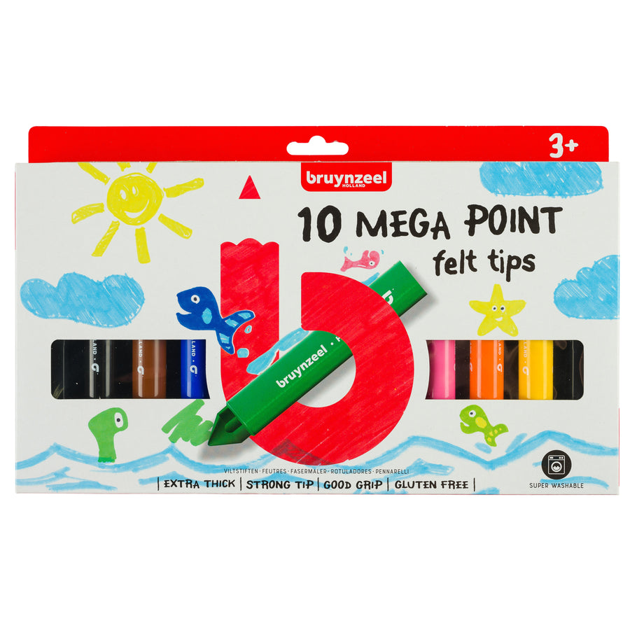 Viltstift Bruynzeel Kids Mega Point 10 kleuren