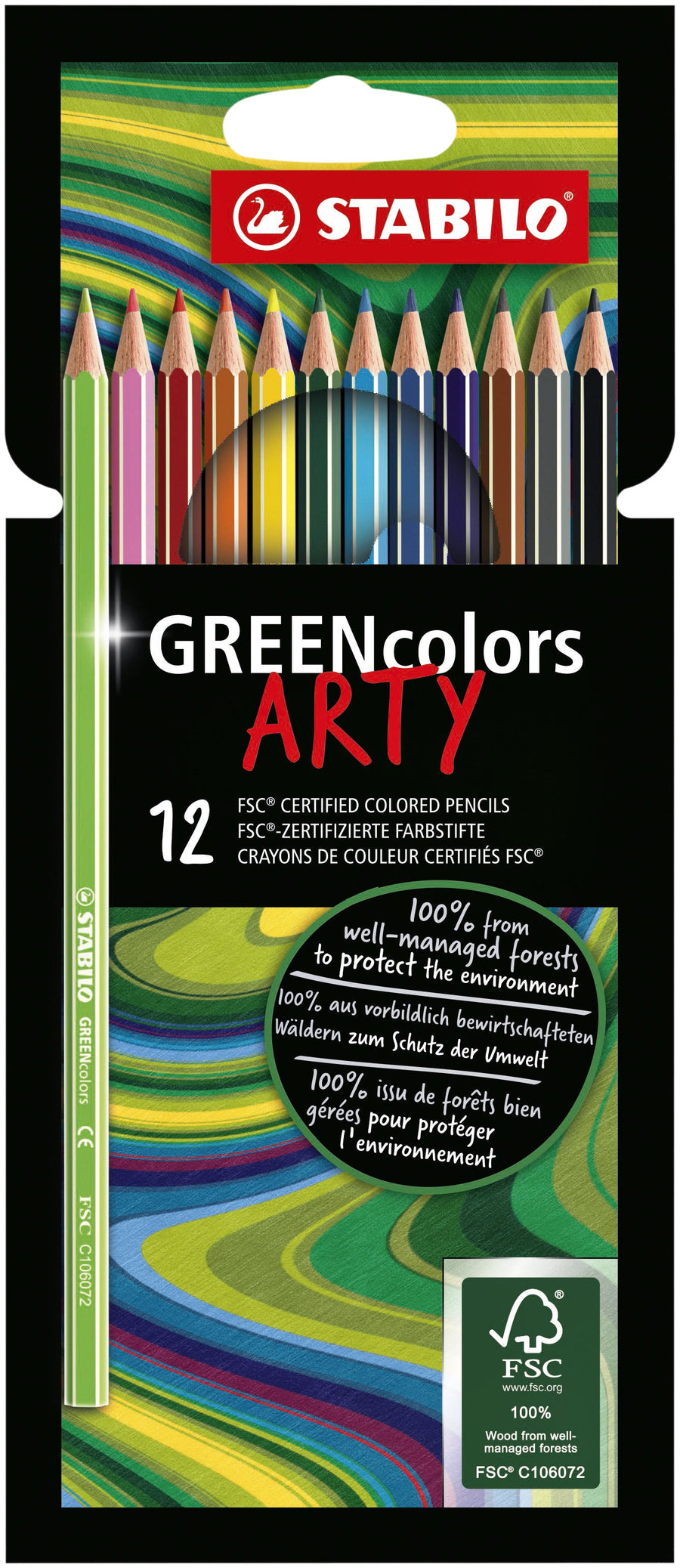 Kleurpotlood STABILO 6019 GREENcolors Arty 12st