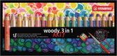 Kleurpotlood STABILO 880 woody 3 in 1 Arty 18st