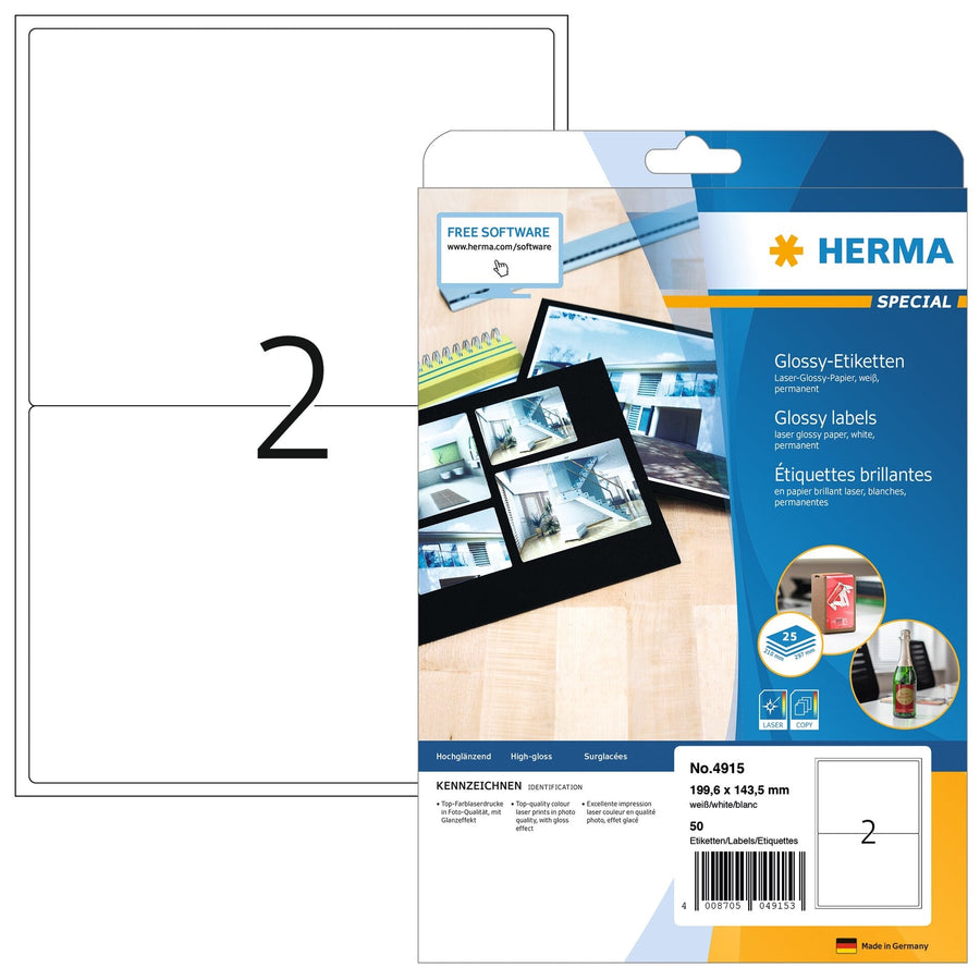 Etiket HERMA 4915 199.6X143.5mm wit 50st