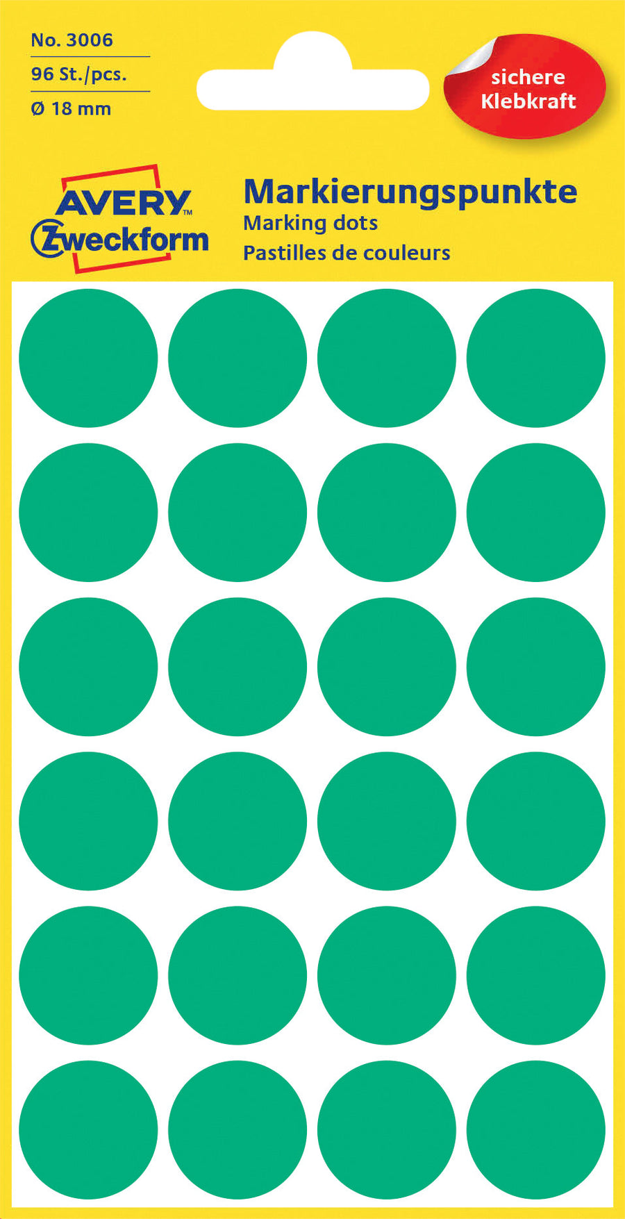 Etiket AZ 3006 rond 18mm groen 96stuks