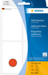 Etiket HERMA 2492 52x82mm rood 128stuks