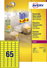 Etiket Avery L7651Y-100 38.1x21.2mm geel 6500stuks