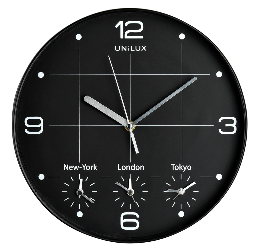 Wandklok Unilux On Time dia 30.5cm zwart/wit