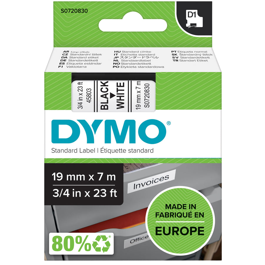 Labeltape Dymo LabelManager D1 polyester 19mm wit