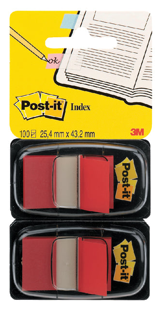 Indextabs Post-it 680 25.4x43.2mm duopack rood
