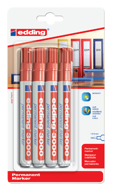 Viltstift edding 3000 rond 1.5-3mm rood