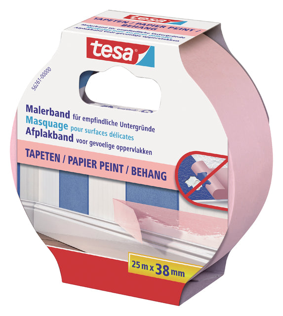 Afplaktape tesa Prof sensitive 25mx38mm roze