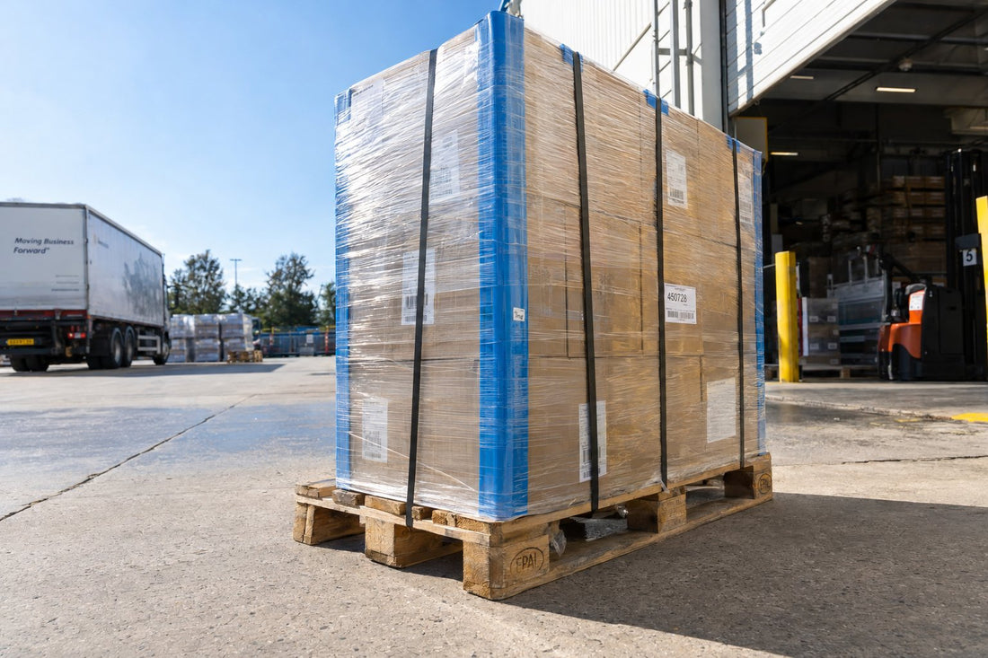 Pallet beveiligen met hoekbescherming en omsnoeringsband