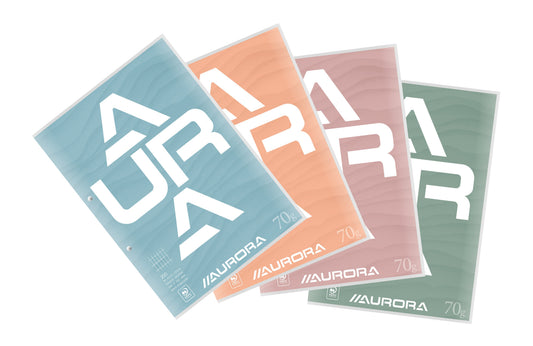 Cursusblok Aurora A4 rt 4x8mm 2gaats 200pag 70gr