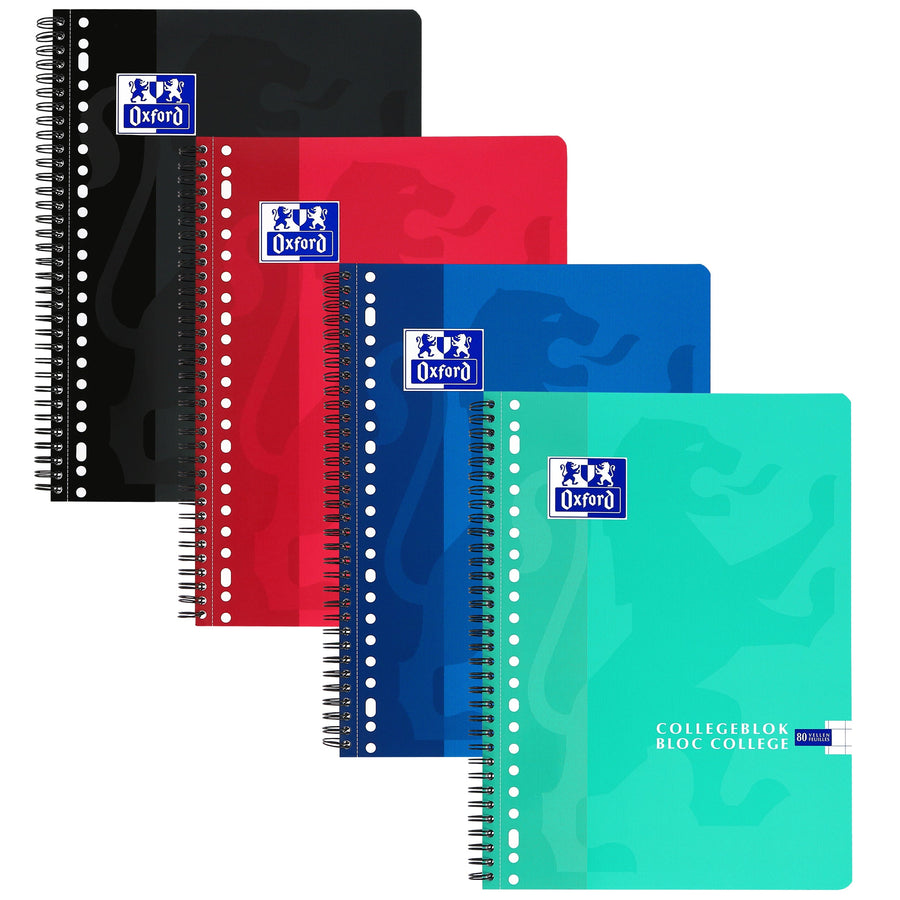 Collegeblk Oxf School A4 rt 10mm 23g 160pag ass