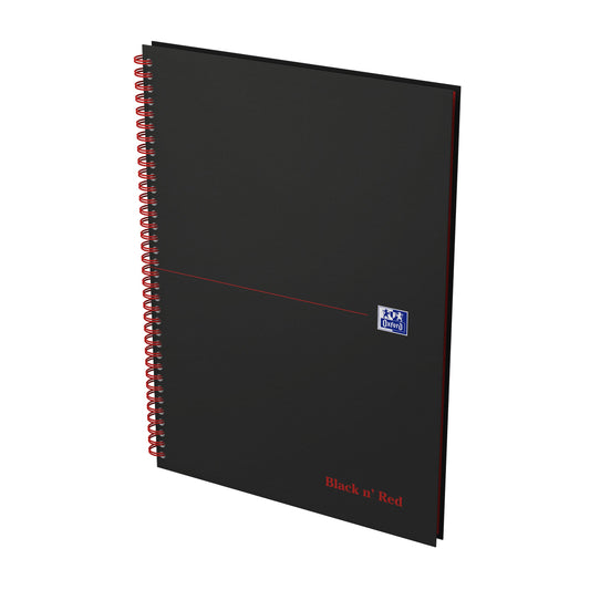 Spiraalblok Oxf Black en Red A4 lijn 140pag 80gr