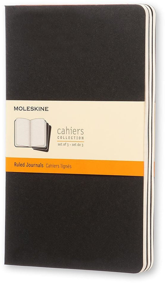 Schrift Moleskine 130x210mm lijn 160pag zwart 3st