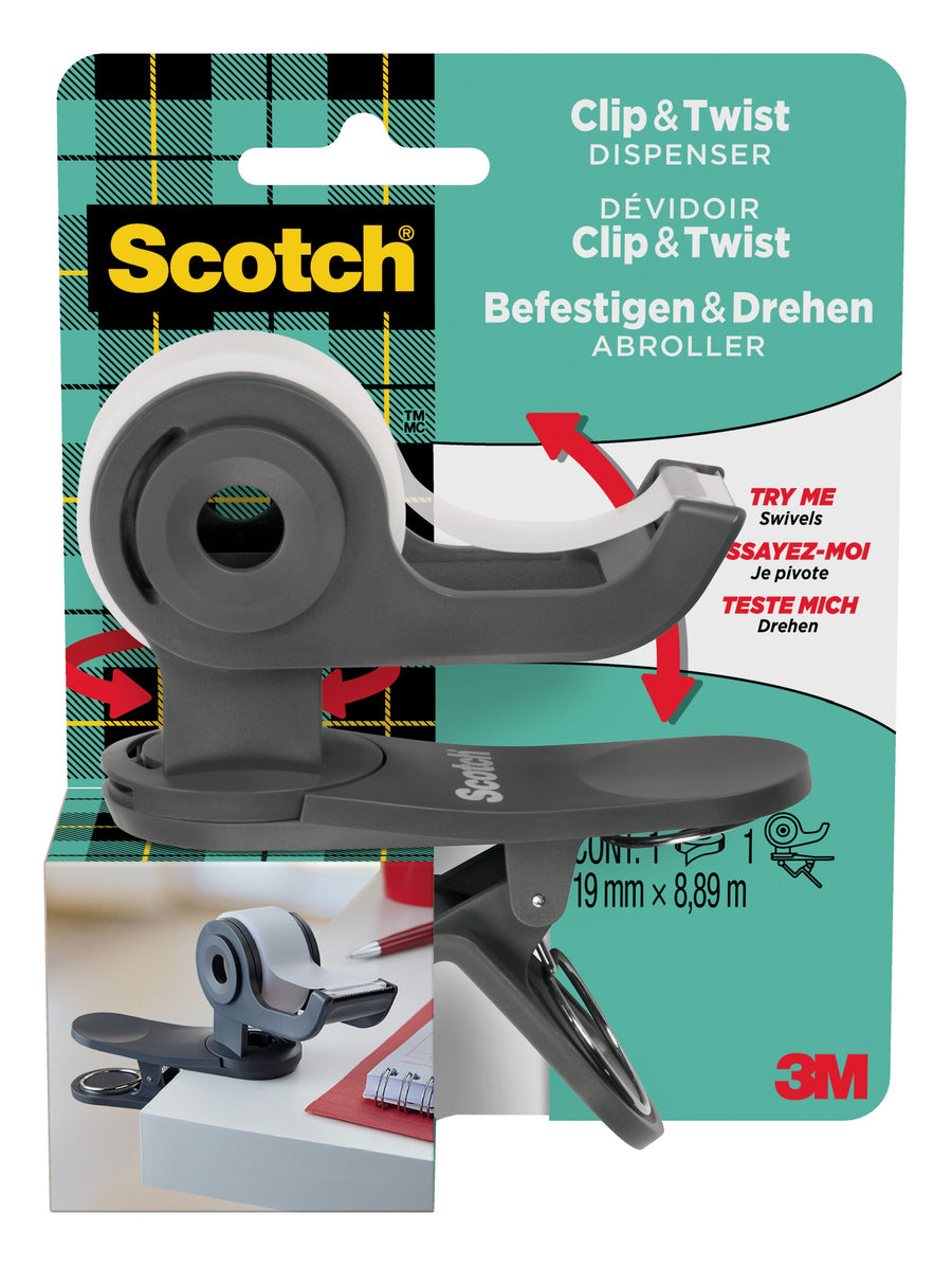 Plakbandhouder Scotch Clip dgs + 1rol tape