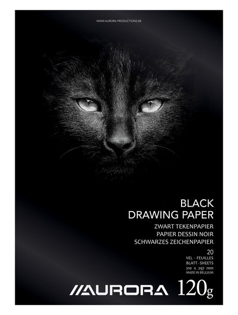 Tekenblok Aurora A4 20 vel 120gr zwart tekenpapier