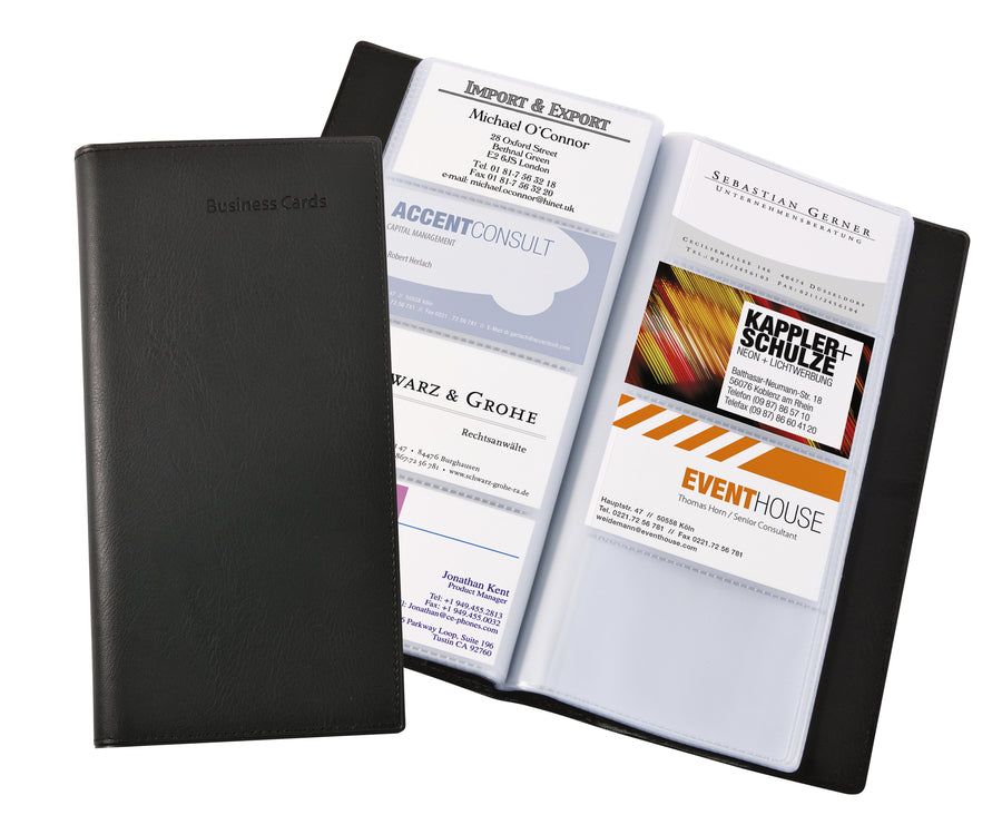 Visitekaartmap Sigel 192krt 90x58mm zwart
