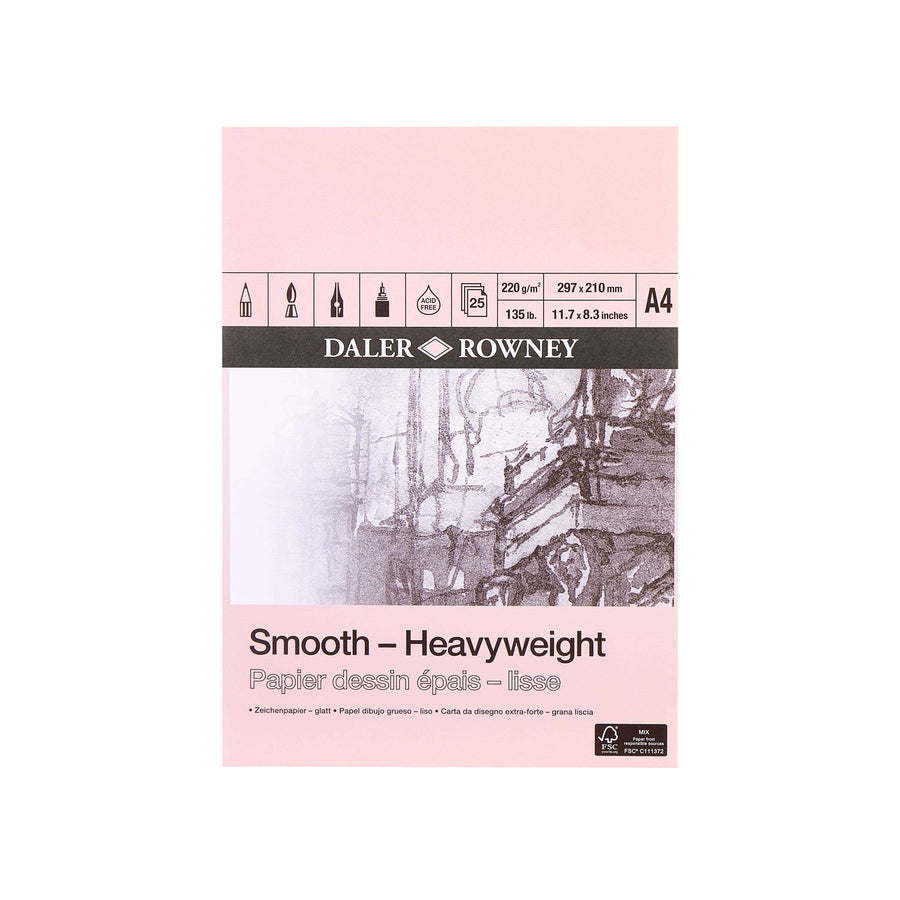 Tekenpapier Daler Rowney Smooth 220gr A4 wit