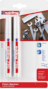 Paintmarker edding 750 oliebasis 2-4mm wit bls 2x