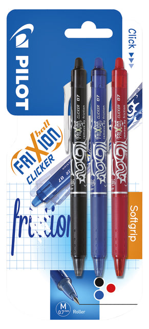 Rollerpen PILOT friXion clicker M 3st assorti