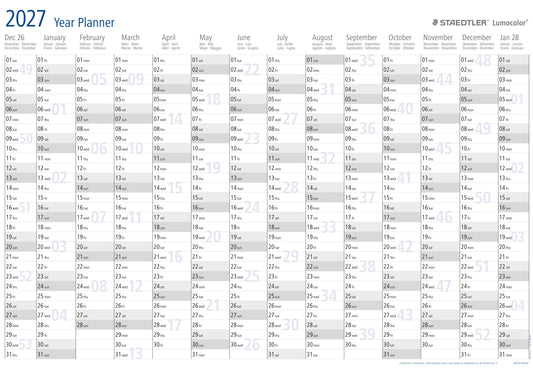 Jaarplanner 2026 Staedtler 84x60cm oprolbaar
