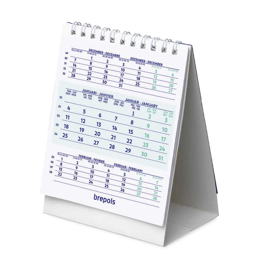 3-Maandsbureaukalender 2026 Brepols 10.5x13cm