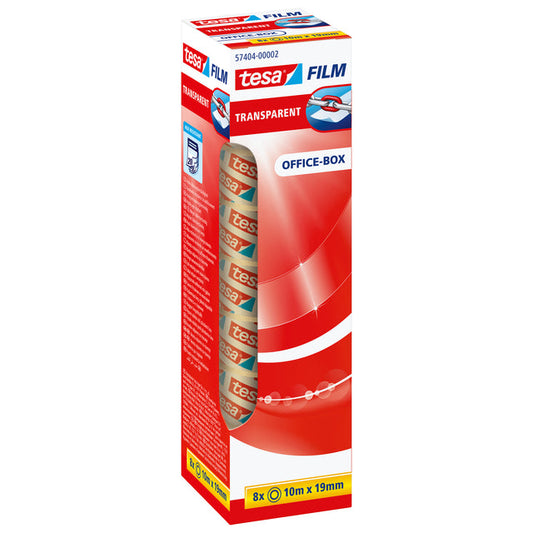 Plakband tesafilm 10mx19mm transparant 8 rol