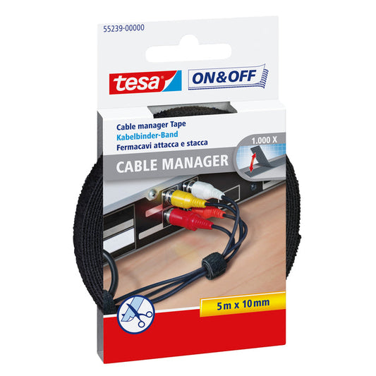 Kabelmanager tesa On Off bundelen 5mx10mm zwart