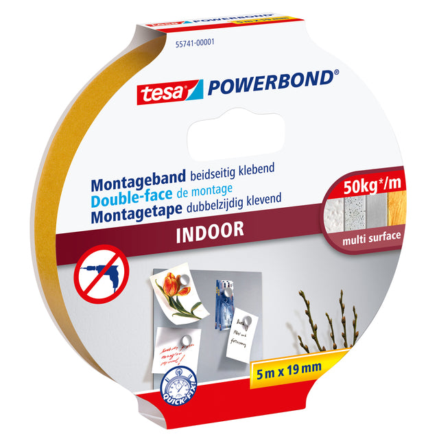 Montagetape tesa Indoor dubbelz 5mx19mm wit