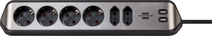 Stekkerdoos Brennenstuhl Estilo 6vdig USB 2m zwart