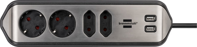 Stekkerdoos Brennenstuhl Estilo 4vdig USB 2m zwart
