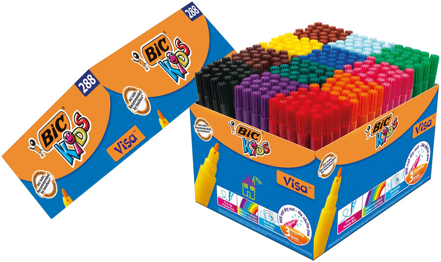 Kleurstift BicKids visa schoolbox F assorti