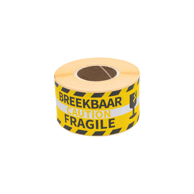 Etiket Rillprint fragile geel