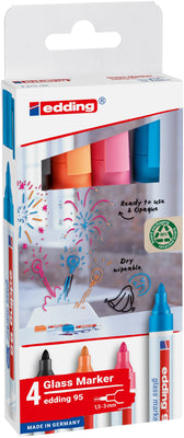 Viltstift edding 95 glasbord incl zwart assorti