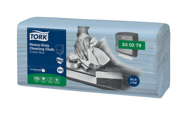 Reinigingsdoek Tork W4 gevouwen blauw 530279