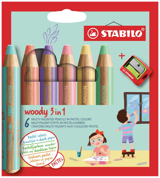 Kleurpotlood STABILO 880 woody 3 in 1 6st pa ass
